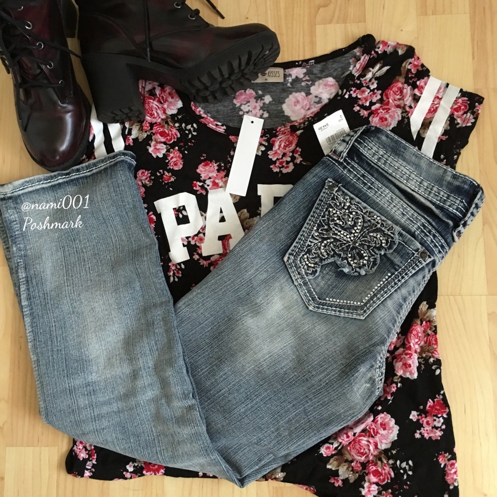 Denim Hydraulic Cropped Jeans Rhinestone Blinged Pocket